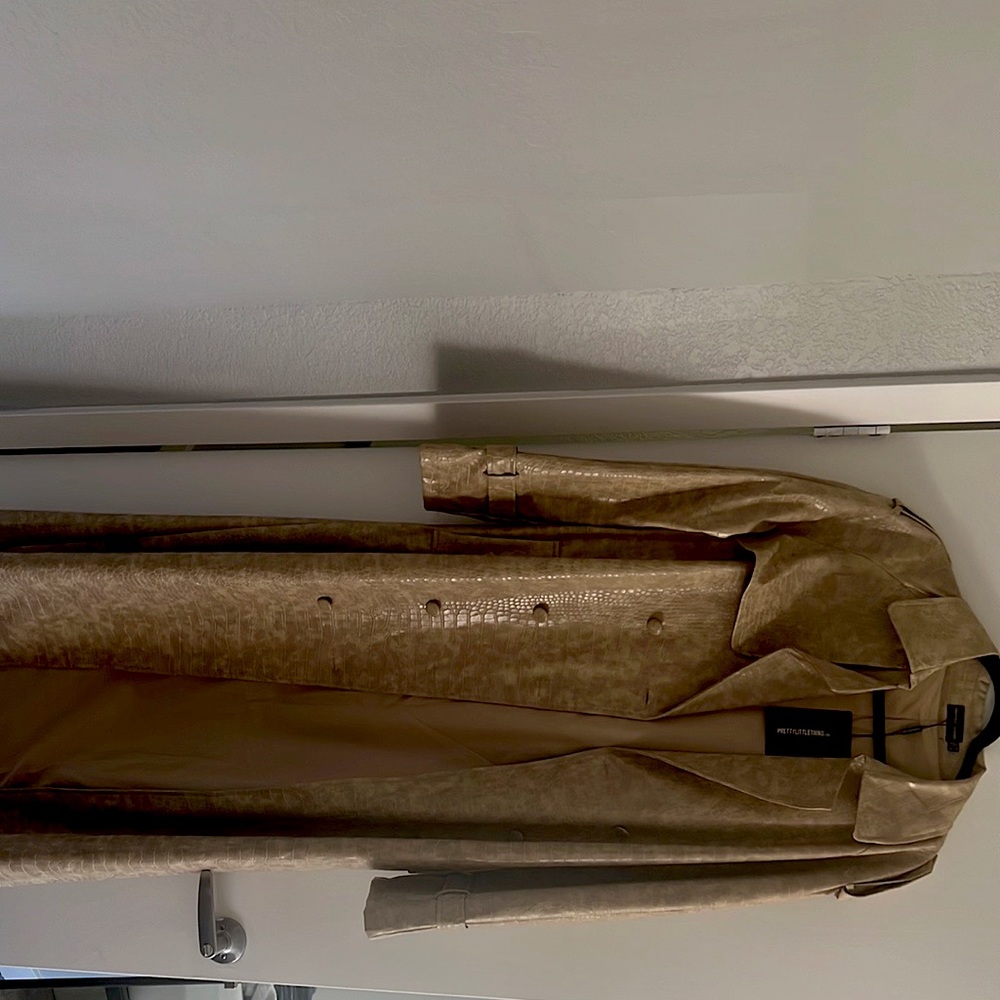 Cream Crocodile Trench Coat
